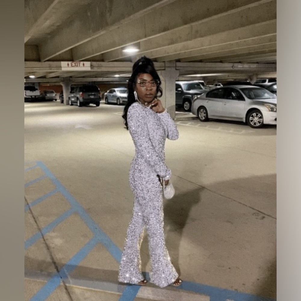 New Years Eve Jumpsuit! Sequin ! Pretty Little thing !! White !